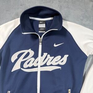 Nike Padres Full Zip Jacket Mens Small Blue MLB Baseball Track Jacket